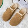 Pantuflas de algodón para embarazadas con forro polar, zapatos Burken de suela blanda, pantuflas Mao Mao Baotou para mujer, ropa exterior, otoño e invierno 2024