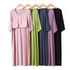 Camisón Redondo Talla Grande con Almohadillas en el Pecho, Manga Corta de Modal, Vestido Largo Holgado y Sencillo, Adelgazante y Se Puede Usar Afuera, Ropa para el Hogar, Adelgazante Talla Grande