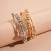 Bracelete Aberto Geométrico Redondo Multicamadas com Cravação de Diamantes Retro Europeu e Americano Transfronteiriço Metálico de Nicho Joia de Luxo Leve de Alta Qualidade