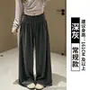 Calça pantacourt cinza de renda na cintura para mulheres, novo estilo de outono, cintura alta, caimento solto, estilo boyfriend, casual e confortável