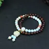 Pulseira de Cinábrio feminina ébano estrela lua bodhi carvão queimado garra de gato pulseira nicho madeira de rosa pequeno grânulos pulseira atacado