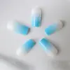 Manicura Más Vendida Transfronteriza 24 Piezas Moda Europea y Americana Estilo Sexy Gradiente Azul Cuadrado Largo Uñas Portátiles Venta al por Mayor