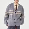 Suéter de Punto con Cuello en V para Hombre Diseño de Nicho Estilo Preppy en Capas Rayas Cardigan Casual Superior Chaqueta