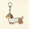 Lindo Llavero de Perro Salchicha Colgante Plano de Acrílico para Bolsa Estilo Pareja Adorno para Coche Arte de Línea Perro Pequeño
