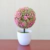 Sakura Bola de Nieve Planta Simulada Maceta Bola de Hierba Bonsái Árbol Pequeño Decoración para el Hogar Adorno Floral Creativo Mini Bola Pequeña Redonda