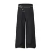 Jeans de diseño retro americano con botones lavados para hombres y mujeres, pantalones rectos de pierna ancha, holgados y versátiles