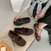 Zapatos planos estilo retro Mary Jane para mujer, nueva colección otoño 2026, punta redonda, estampado de lunares, piel suave, mocasines casuales