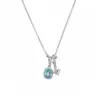 Collar de cadena para clavícula estilo fresco de verano con colgante doble de circón cuadrado color azul océano, joyería de nicho de lujo ligero de alta gama para mujer