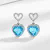Joyería Chengda Aretes Exagerados Transfronterizos Europeos y Americanos Aretes Largos con Borla Aretes en Forma de Corazón Zircón Micro-incrustado Aretes de Amor para Mujer