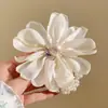 Tiara Exquisita de Pérolas, Rabo de Cavalo Menina, Elástico de Cabelo Elegante, Prendedor de Cabelo Doce com Design de Flores, Tiara Elástica de Cabelo