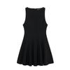 Chaleco de Color Sólido sin Mangas con Cuello Barco y Cintura Ceñida Minivestido de Falda Amplia 2025 Estilo Europeo y Americano Falda de Primavera y Verano