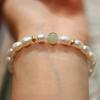 Pulsera de Perlas de Agua Dulce Nuevas Tipo Arroz Jade Hetian Pulsera de la Mejor Amiga para Mujer Pulsera de Cuentas Redondas Retro Estilo Chino