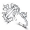 Celebridad de Internet TikTok Conjunto de dos piezas Anillo Corona Dividida Moda Coreana para Mujer Anillo Combinado Dos en Uno Dedo Índice