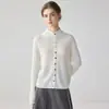 Moda Otoño/Invierno Nuevo Estilo 100% Cachemir Múltiples Botones Dobladillo Enrollado Suéter de Punto de Cuello Alto para Mujer Manga Larga Ropa Exterior Top