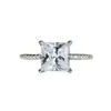 Anillo Mosan clásico de cuatro garras para mujer, bolso cuadrado tipo princesa, Hao incrustado Moissanita color D 2 quilates 7 X7 outlet de fábrica