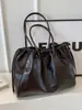 Bolso de Hombro y Axila Negro de Gran Capacidad Estilo Retro Nuevo Bolso Tote Bolso Cruzado con Cordón Diario de Moda para Mujer