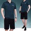 2026 Terno Casual de Verão para o Dia dos Pais Seda de Gelo Tamanho Grande Camiseta Masculina de Manga Curta para Homens de 50 e 60 Anos Roupa Esportiva para Meia-Idade e Idosos