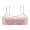 Sutiã feminino de verão leve, decote baixo, alças finas, invisível, sem costura, estilo base, sem aro, suporte suave, sutiã confortável