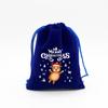Atacado Sacos de Presente de Doces de Natal Véspera de Natal Embalagem de Maçã Saco de Armazenamento Azul Royal Tecido Flocado Cordão Aba Bolso Calças