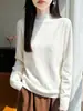 Andy piel suave amigable con la piel patrón jacquard retro exquisito manga larga básico versátil primavera y otoño temperamento casual top mujer