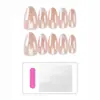Bestseller de Xiaohongshu Uñas Portátiles Hechas a Mano Simples Francesas Deseo Puro Blanqueamiento Ojo de Gato Lunares Degradado Nude Manicura Uñas Postizas
