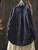 Camisa de Mujer Nuevo Estilo Principios de Otoño 2026 Doble Capa Gasa de Algodón Encaje Empalmado Estilo Artístico Retro Camisa Suelta