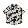 Camisa floral barroca vintage plus size 150kg para homens, camisa de manga curta com folha de bordo para férias na praia havaiana