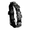 Pulsera de cuero cruzada transfronteriza europea y americana para mujer, estilo punk, moderna y única, accesorio de mano versátil estilo gótico