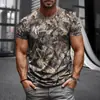 Estação independente e-commerce transfronteiriço camiseta masculina padrão floresta selva impressão 3D gola redonda pulôver ao ar livre galho fabricantes