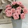 Simulação de rosa 9 cabeças buquê de cabo de rosa casamento segurar na mão decoração de casa hotel flor artificial Flor de guia de estrada Arranjo de flores Fabricante de parede