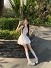 Vestido de tirantes abullonado con fruncido en la cintura estilo ballet Hot Girl para mujer, falda de botón de verano estilo francés, vestido de cumpleaños, falda elegante
