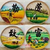 Pá de lixo pintada à mão em bambu trançado pintura nostálgica fazenda bambu trançado pintura decoração pá criativa country mural de parede grão tudo trabalho duro