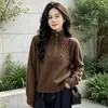 Moda Otoño/Invierno 2026 Nuevo Suéter de Punto Liso con Cuello y Media Cremallera Estilo para Ir al Trabajo Delgado Manga Larga