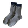 Calcetines de Algodón Peinado Bordados hasta la Media Pantorrilla para Mujer, Hilo Negro y Blanco Gris, Moda Estilo Coreano Trendy Estudiante Cálidos Otoño e Invierno Calcetines Largos Calcetines de Algodón