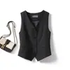 Colete de Alfaiataria Feminino, Nova Peça Externa Slim Fit para Primavera e Outono, Roupa em Camadas, Colete Preto Curto Feminino