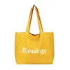 Nova bolsa de ombro simples para o dia a dia, bolsa de lona com letra de dupla face e uso duplo, bolsa tote de grande capacidade, bolsa de mão xadrez