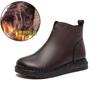 Jiezu 2025 Inverno Novo Quente Forrado com Fleece para o Dia a Dia Bico Redondo Confortável Botas Curtas Couro Bovino de Primeira Camada Moda Clássico Sapatos Femininos