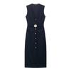 Para Aliexpress Venda Quente Atravessando Fronteiras Estilo Europeu e Americano Atacado de Roupas Femininas Vestido Midi com Cinto