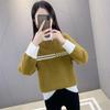 Suéter de Gola Alta Meia-Calça Color-Blocked para Mulheres Outono e Inverno 2025 Novo Aveludado de Visão Espessa Solto Elegante Camisa para Camada Interna Trbottomy