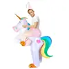 Fantasia Colorida de Unicórnio para Performance de Halloween Adereços Desenho Animado Fantoche Colorido de Pégaso Fantasia Inflável de Unicórnio
