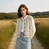 Nuevo chaleco de punto de otoño e invierno transfronterizo de cuello redondo de corte holgado estilo retro europeo y americano con costuras de contraste de un solo botón para mujer
