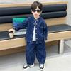 Conjunto de Mezclilla Moderno y Elegante para Niños con Estampado de Diamantes 2026 Nuevo Atuendo de Otoño para Niños Pequeños, Conjunto Único de Dos Piezas de Mezclilla