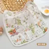 Babeiro de Musselina Bolha de Seis Camadas, Toalha Quadrada para Bebê Respirável e Absorvente, Toalha de Rosto de Bebê Estampada, Estilo Fino de Verão