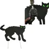 Conjunto de 6 Peças de Decorações de Gato Preto Halloween Exterior Gramado Pátio Jardim Horror Silhueta de Gato de Plástico Placas