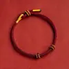 Pulsera de Cuerda Roja Tejida a Mano Producto Semi-Terminado con Cuentas y Accesorios Dorados Pulsera de Cuentas DIY para Pareja para Hombres y Mujeres