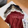 Primavera 2024/Diseño de chica hot camiseta plisada de manga corta ajustada para mujer top interior de medio cuello alto ropa de baile ropa de práctica