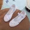Zapatos de baile pequeños, altura interior aumentada 3 cm, nueva serie de estilo antiguo, tacón plano, punta redonda, caña baja, bordados, zapatos Hanfu
