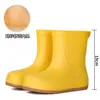 Botas de Lluvia Cálidas Color Caqui Japonesas y Coreanas, Zapatos de Goma Impermeables para Mujer de Caña Media-Corta, Zapatos para Trekking en Agua, Botas de Lluvia para Viajes al Aire Libre