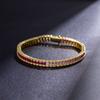 Pulsera Cuadrada Gradiente Gema Wuzhou Arcoíris Cadena Diamante Completo Color Platino Real Chapado Zircón Azul Marino Moda Elegante para Mujer