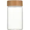 Tapa de Madera de Bambú Manchada Frasco de Vidrio Sellado Botella para Miel Botella de Vidrio Botella para Medicamentos Fabricante Venta al por Mayor Botella de Vidrio Transparente con Tapa